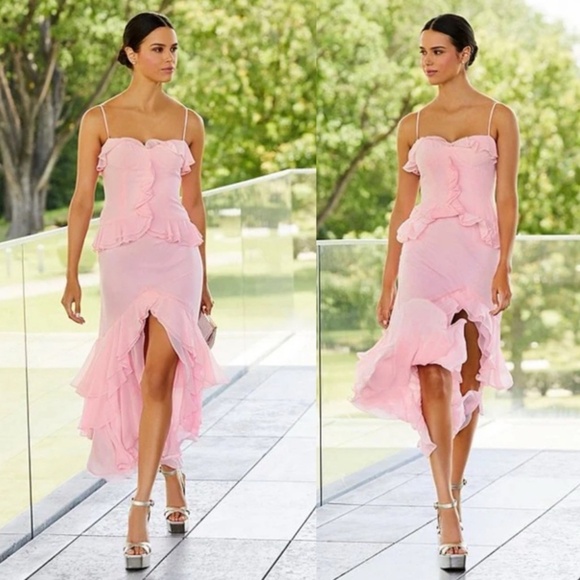 NWT Gianni Bini Sam Sweetheart Neck Sleeveless Ruffle Chiffon Long Dress - Picture 2 of 6